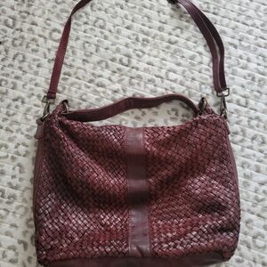 Italian Leather Burgundy Shoulder Crossbody Purse